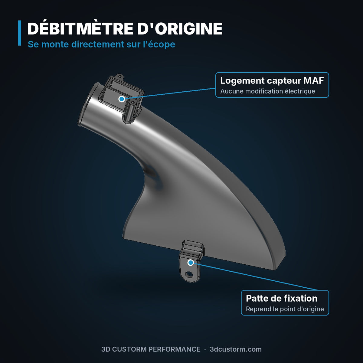 Écope d'admission directe imprimée en 3D pour Peugeot 208 1.6 BlueHDi 75 – 3D Custorm Martinique