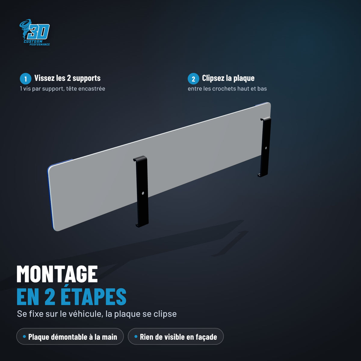 Montage des supports de plaque à clip à l'arrière de la plaque