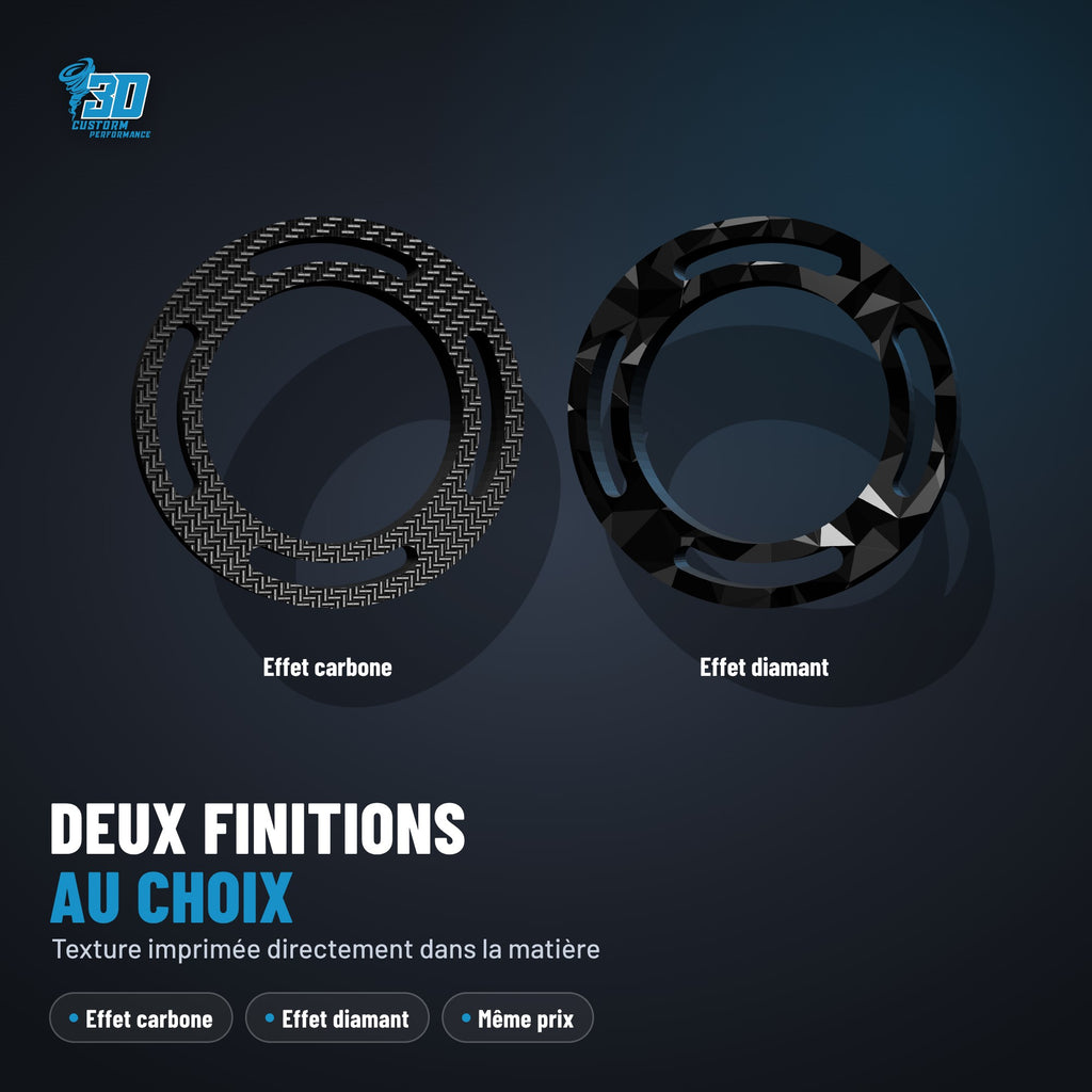 Deux finitions au choix pour le support manomètre Seat Ibiza 6L : effet carbone et effet diamant